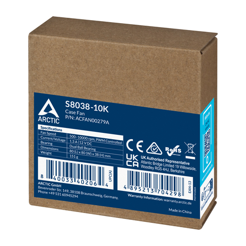 ARCTIC S8038-10K Processor Ventilator 8 cm Zwart 1 stuk(s), afbeelding 6