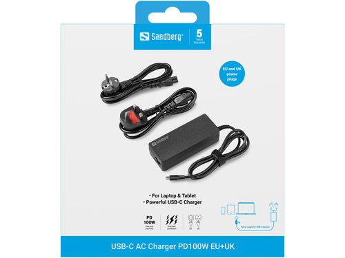 Sandberg USB-C AC Charger PD100W EU+UK – image 5