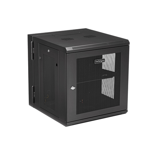 StarTech.com 12U 19 Wall Mount Network Cabinet - 20 Deep Hinged Locking IT Data Enclosure - Flexible Vented Rack w/Shelf - Depth Stativindelukkekabinet Sort – billede 2
