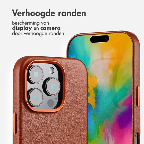 Accezz MagSafe Leather Backcover voor iPhone 16 Pro Telefoonhoesje Bruin, afbeelding 4