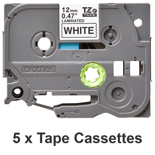 Brother P-Touch Tze Labelling Tape 12mmx8m Black/White Pack 5 TZE231M5 - image 2