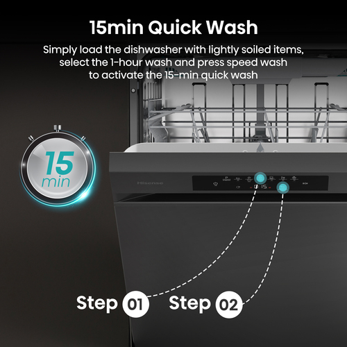 Hisense Hi4 HS643B90B Full Size Freestanding Dishwasher - Black Inox – image 8