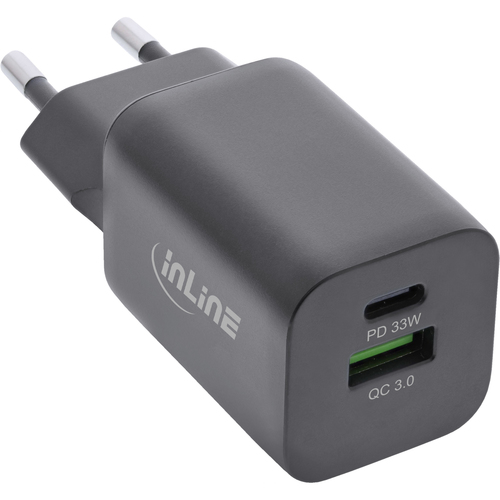 InLine USB power supply, charger, USB-A + USB Type-C