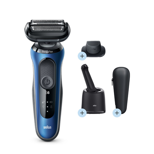 Braun Series 6 60-B7200cc+CCR Сеточная бритва Триммер Черный, Синий