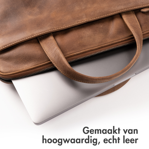 Accezz Leather Laptoptas 16 inch - Cognac, afbeelding 2