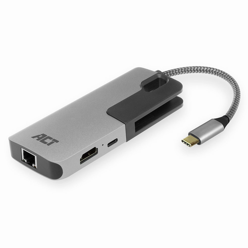 ACT AC7042 док-станция для ноутбука Проводная USB 3.2 Gen 1 (3.1 Gen 1) Type-C Черный, Серый