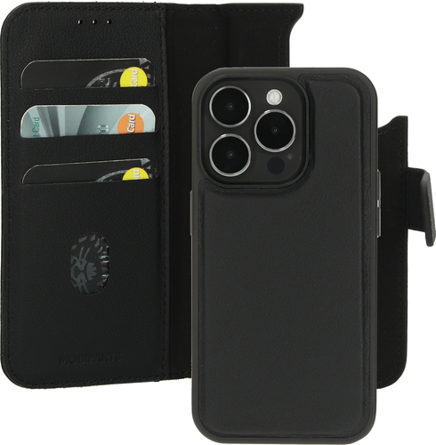 Mobiparts Leather 2 in 1 Wallet Case Apple iPhone 15 Pro Black (iPhone 15 Pro) Zwart