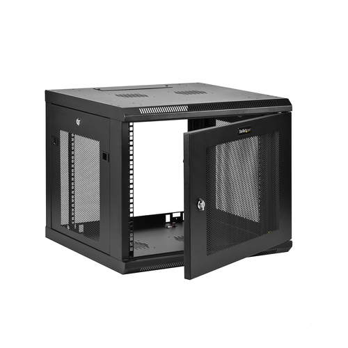 StarTech.com 9U Wall Mount Server Rack Cabinet - 4-Post Adjustable Depth (2 to 19) Network Equipment Enclosure Cable Management (RK920WALM) Stativindelukkekabinet Sort – billede 3