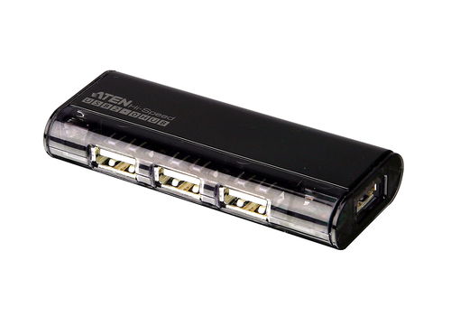 ATEN UH284 хаб-разветвитель USB 2.0 Mini-B 480 Мбит/с Черный, Прозрачный
