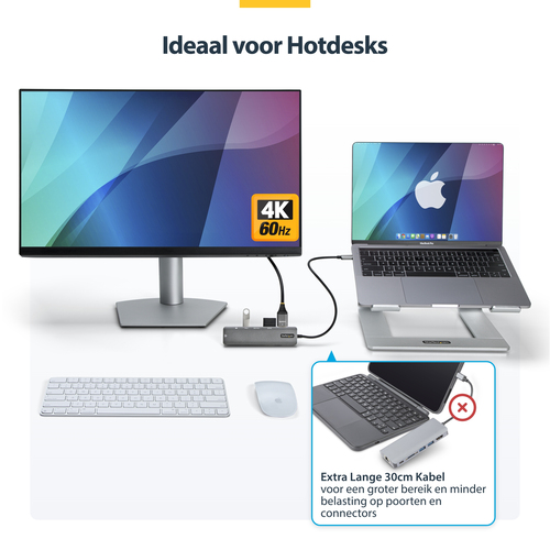 StarTech.com USB C Multiport Adapter - USB-C naar 4K 60Hz HDMI 2.0, 100W Power Delivery Pass-through, SDMicroSD, 2-Port USB 3.0 Hub, GbE, afbeelding 8