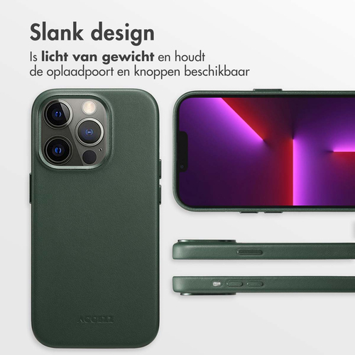 Accezz MagSafe Leather Backcover iPhone 13 Pro - Cedar Green, afbeelding 6