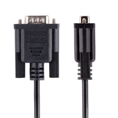 StarTech.com 3m RS232 Serial Null Modem Cable, Crossover Serial Cable w/Al-Mylar Shielding, DB9 Serial COM Port Cable Female to Male, Compatible w/DTE Devices - Tool-Less Design w/Thumbscrews, Black, F/M (9FMNM-3M-RS232-CABLE) Nulmodem-kabel 3m Sort – billede 2