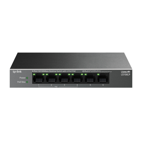 TP-Link LiteWave LS106LP сетевой коммутатор Неуправляемый Fast Ethernet (10/100) Питание по Ethernet (PoE) Черный