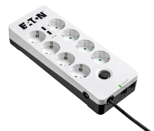 Eaton Protection Box 8 USB Tel@ Din Strømstødsbeskytter 8-stik 10A Hvid