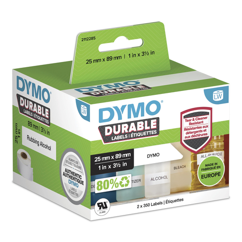 Dymo 2112285 LW shelving label 25mm x 89mm Black on White 700 Labels - image 2