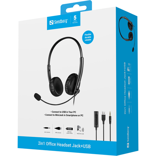 Sandberg 2in1 Office Headset Jack+USB – image 4