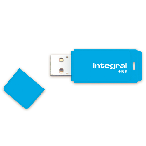 Integral 64GB TWIN USB2.0 DRIVE NEON BLUE YELLOW ETAIL – image 3