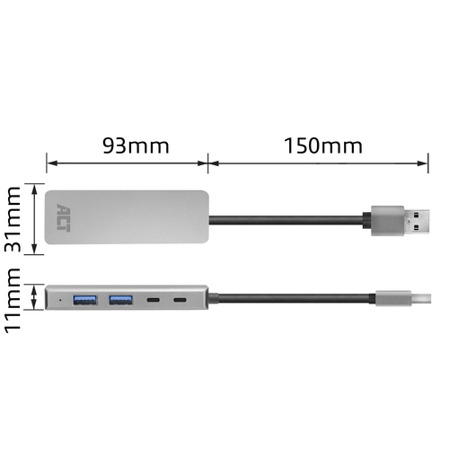 ACT Connectivity USB-A hub 3.0, 2x USB-A, 2x USB-C usb-hub, afbeelding 8