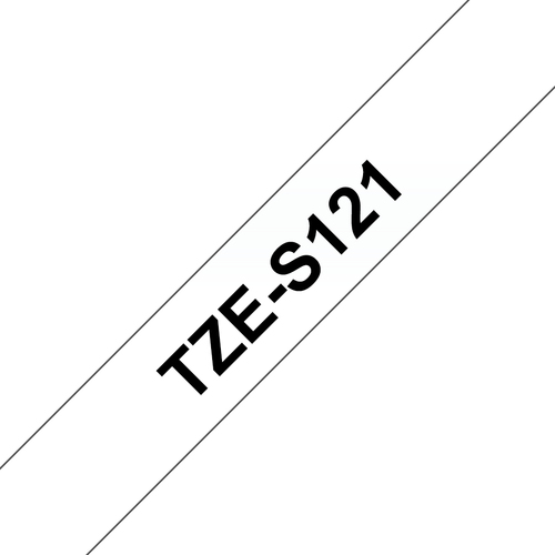 Original Brother TZES121 9mm Strong Adhesive Tape - Black on Clear - image 1