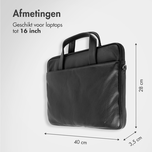 Accezz Leather Laptoptas 16 inch - Zwart, afbeelding 6