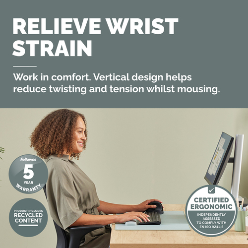 Fellowes Vertical Wireless Mouse Breyta Plus+ Ergonomic Left Handed Vertical Mouse with Antibacterial Protection Medium – image 2