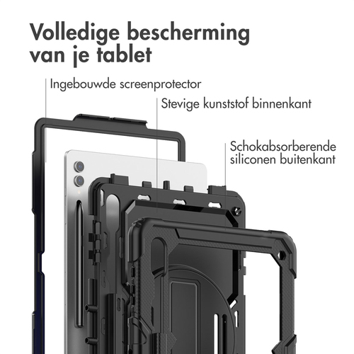 Accezz Rugged Backcover met schouderstrap Samsung Galaxy Tab S9 Ultra Tablethoesje Zwart, afbeelding 3