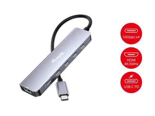 Equip USB-C 6 in 1 Multifunctional Adapter, HDMI 4K/60Hz, USB-C Gen2 x 4 (10Gbps), 100W USB PD – image 9