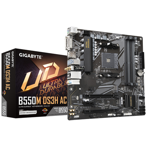 MB GIGABYTE B550M DS3H AC MICATX AM4 4DDR4 128GB 2133MHZ A 4733MHZ DVI HDMI B550M DS3H AC - GIGABYTE