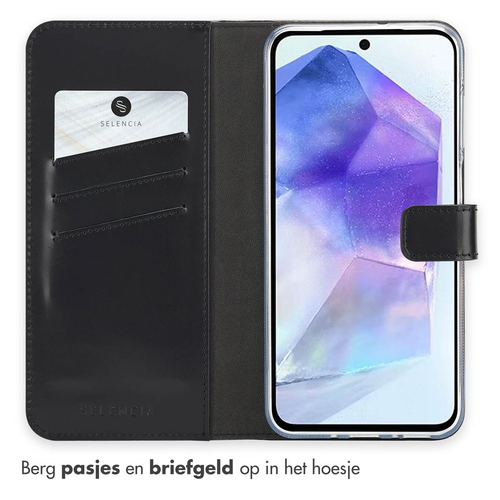 Selencia Echt Lederen Bookcase Samsung Galaxy A26 - Zwart, afbeelding 3