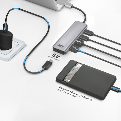 ACT Connectivity USB-A hub 3.0, 2x USB-A, 2x USB-C usb-hub, afbeelding 5