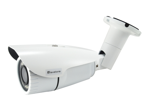 LevelOne HUBBLE Fixed IP Network Camera, H.265, 3-Megapixel, 802.3af PoE, IR LEDs, Indoor/Outdoor, Vandalproof