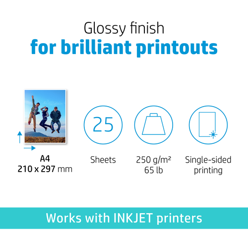 HP White A4 Advanced Glossy Photo Paper 250gsm (25 Pack) - image 2