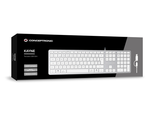 Conceptronic KAYNE02WPT USB Slim Keyboard, QWERTY Portuguese, Compatible with Windows and macOS – image 3