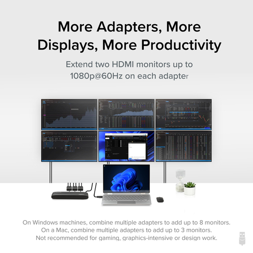 Plugable Technologies Dual Monitor Adapter for M1/M2/M3 Based macOS Systems, Windows, ChromeOS. Broad Compatibility - Thunderbolt, USB-C or USB 3.0 to HDMI Adap – image 2