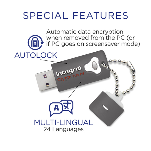Integral 8GB 3PK HARDWARE ENCRYPTED USB 3.0 DRIVE SECURE PASSWORD 256 AES FIPS 197 CRYPTO – image 4