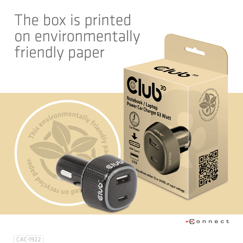 Club 3D Notebook / Laptop autolader 63 Watt oplader, afbeelding 10