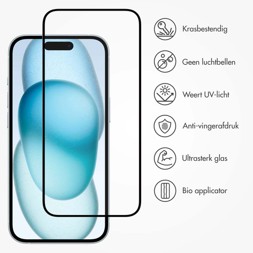 Accezz Triple Strong Full Cover Glas Screenprotector met applicator iPhone 15 Plus Tablet screenprotector Transparant, afbeelding 3