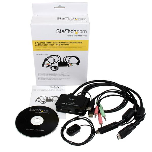 StarTech.com Conmutador Switch KVM 2 puertos HDMI USB Audio con Cables Integrados - 1080p