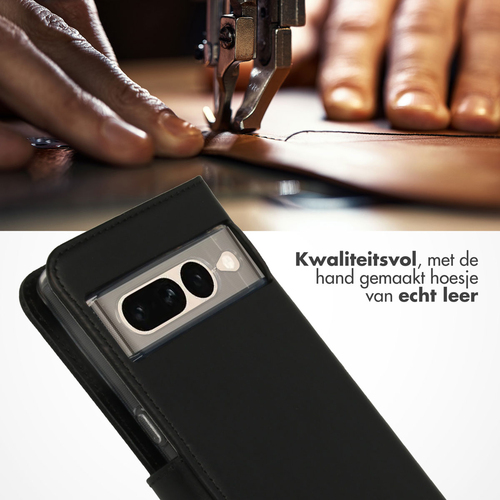 Selencia Echt Lederen Bookcase Google Pixel 7 Pro - Zwart, afbeelding 2