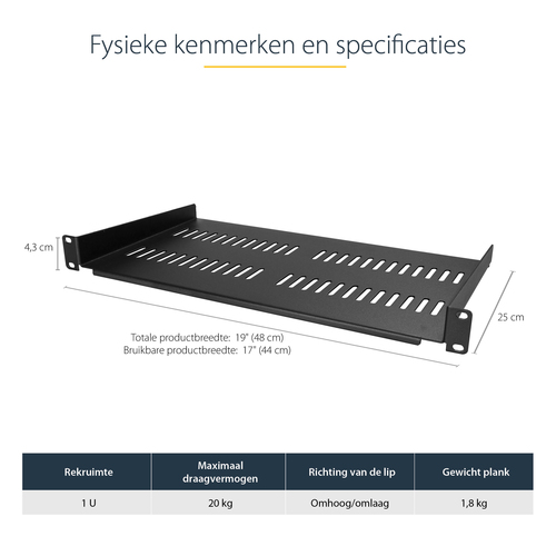 StarTech.com CABSHELFV1U - Rackplank, afbeelding 5