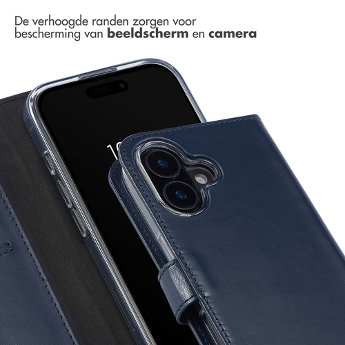 Selencia Echt Lederen Bookcase iPhone 16 - Blauw, afbeelding 4