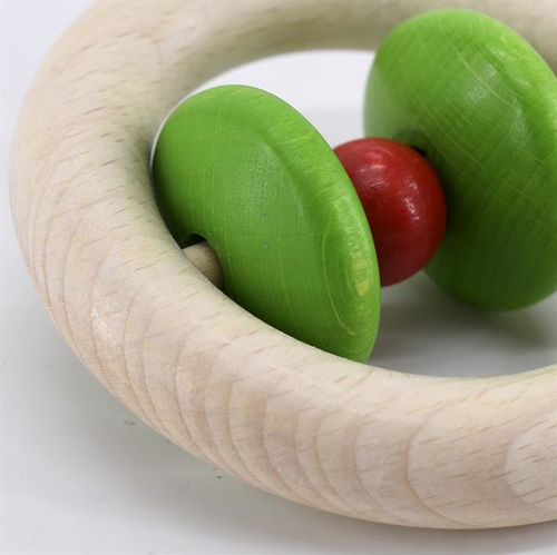 Voggenreiter 1124 roti houten rammelaar ring rood-groen, afbeelding 3