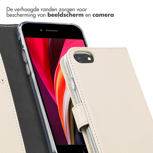 Selencia Echt Lederen Bookcase iPhone SE (2022 / 2020) / 8 / 7 / 6(s) - Greige, afbeelding 4