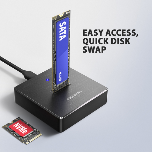 Axagon ADSA-M2C11 USB-C 10Gbps M.2 NVMe & SATA SSD Docking Station – image 6