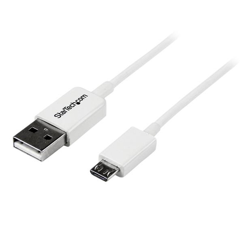 StarTech.com 0.5m White Micro USB Cable Cord - A to Micro B - Micro USB Charging Data Cable - USB 2.0 - 1x USB A Male, 1x USB Micro B Male (USBPAUB50CMW) USB-kabel 0.5m Hvid