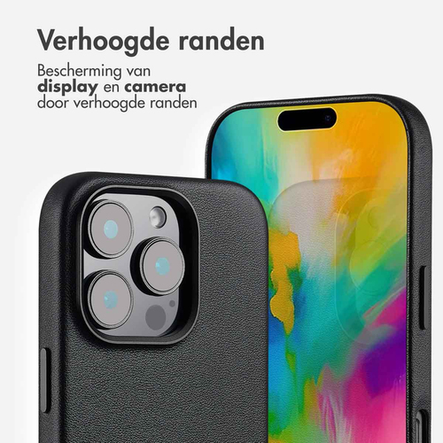 Accezz MagSafe Leather Backcover voor iPhone 16 Pro Telefoonhoesje Zwart, afbeelding 4