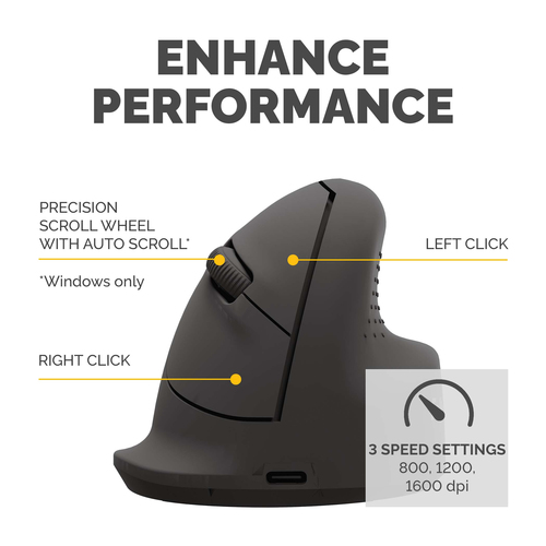 Fellowes Vertical Wireless Mouse Breyta Ergonomic Right Handed Vertical Mouse Medium – image 8