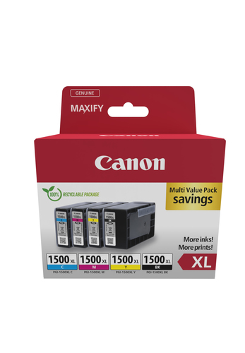 Canon Pgi-1500XL Inkjet Cartridge Multi Value Pack High Yield Cmyk - image 1