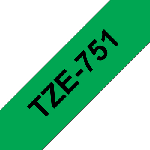 Brother P-Touch TZe Laminated Tape 24mm x 8m Black on Green TZE751 - image 1