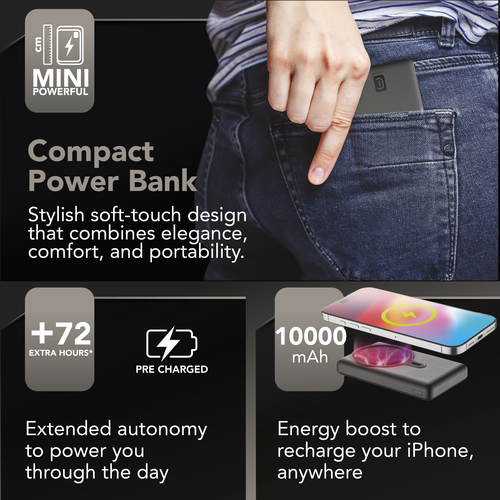 Cellularline MAG 10,000 MAGNETIC WIRELESS POWER BANK BLACK – image 3
